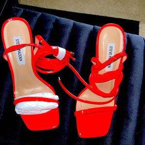 Steve Madden patent red sandals/heels size 6 never worn